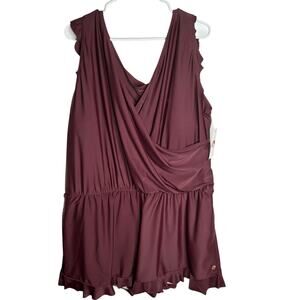 Honeymark Ginger Swim Romper Plus Size 5XL Burgundy Built in Bra Stretch